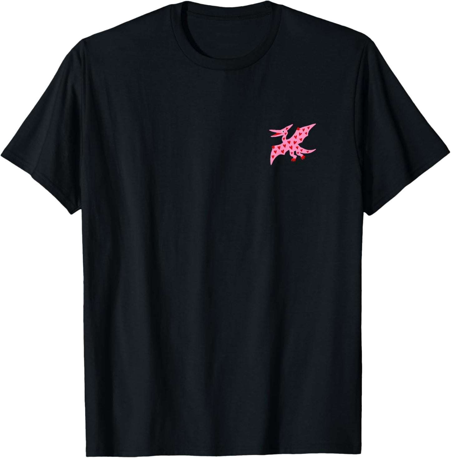 Pterodactyl Minimalist Dinosaur Red Pink Heart Women Girls T-Shirt - T-Shirt | Black