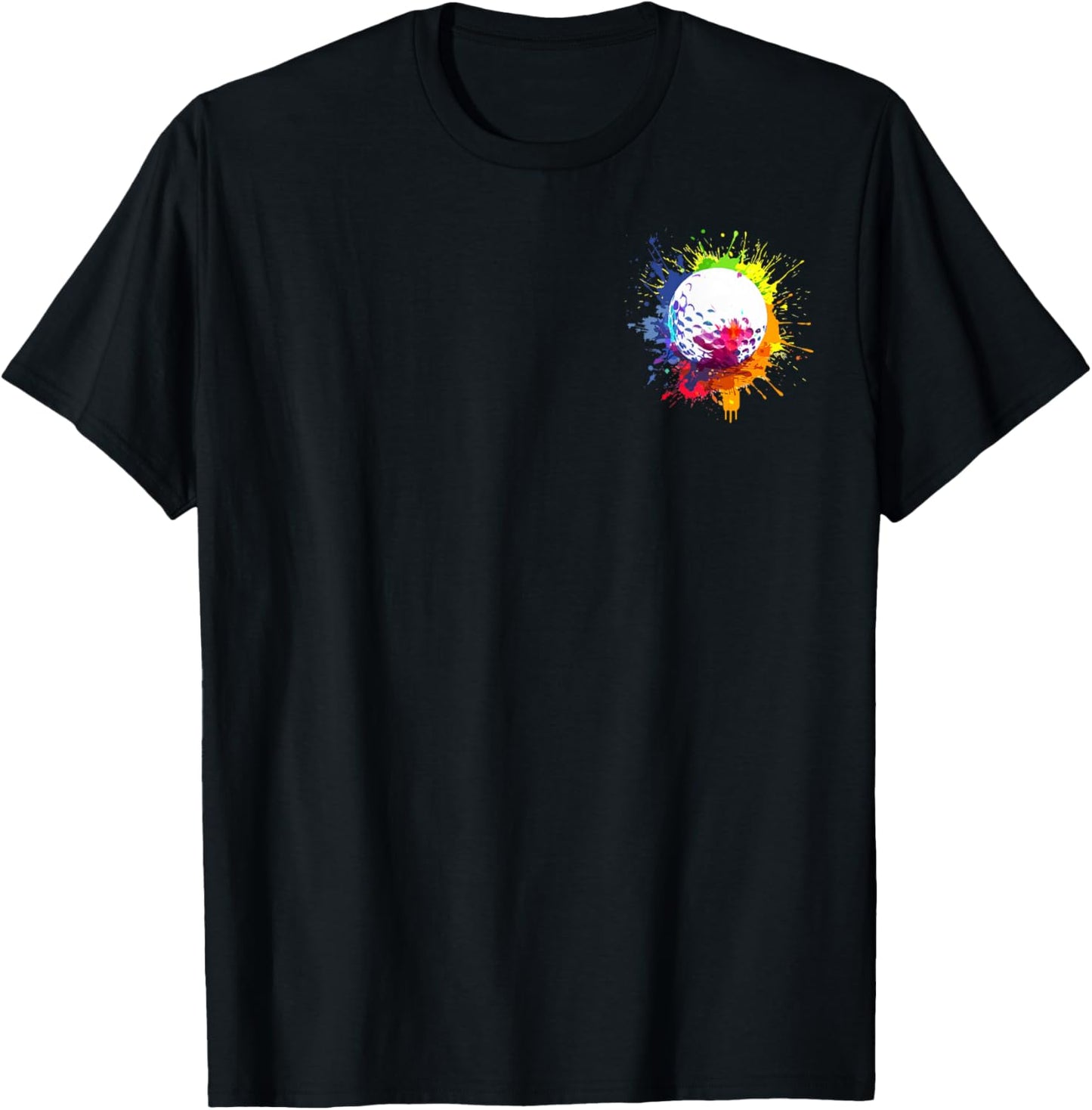 Golf Lover Colorful Ball Splash Art T-Shirt - T-Shirt | Black