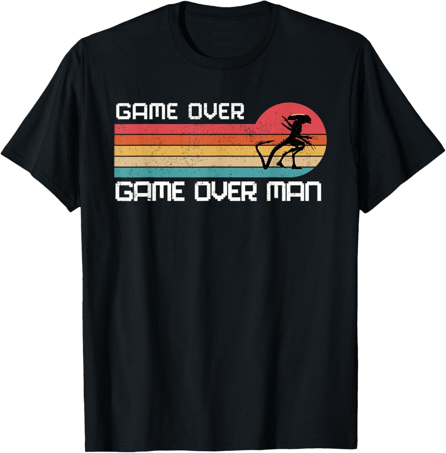 Novawarez Alien Game Over Man -Adults Black Small Alien-Themed Halloween T-Shirt - T-Shirt | Black