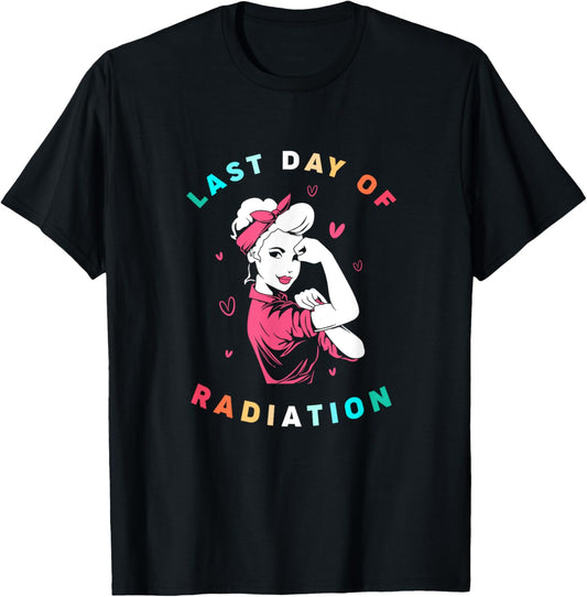 Retro Radiation Therapy Strong Girl Last Day Of Radiation T-Shirt - T-Shirt | Black
