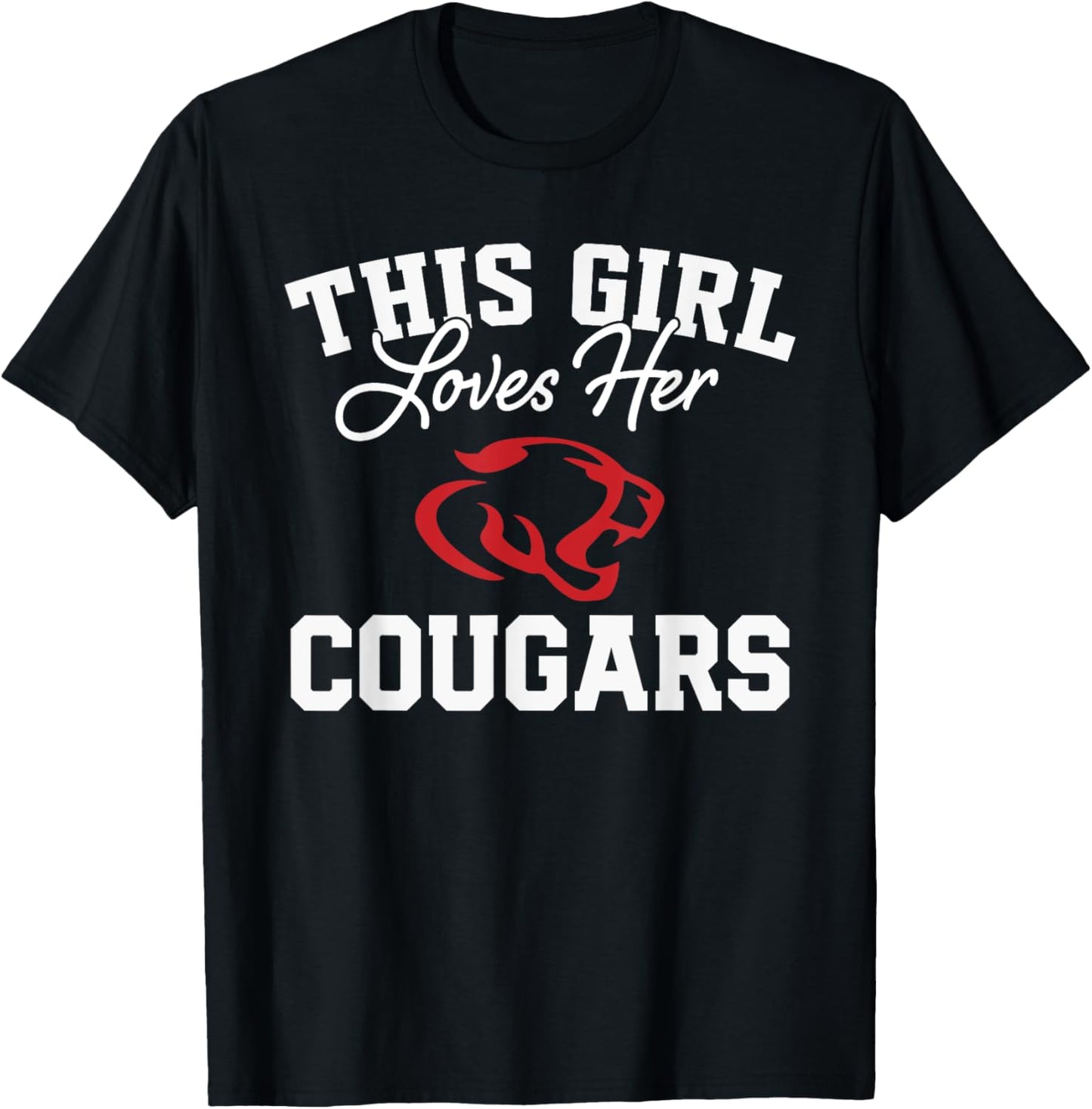 Crosby Cougars Logo This Girl Loves Her HS T-Shirt - T-Shirt | Black