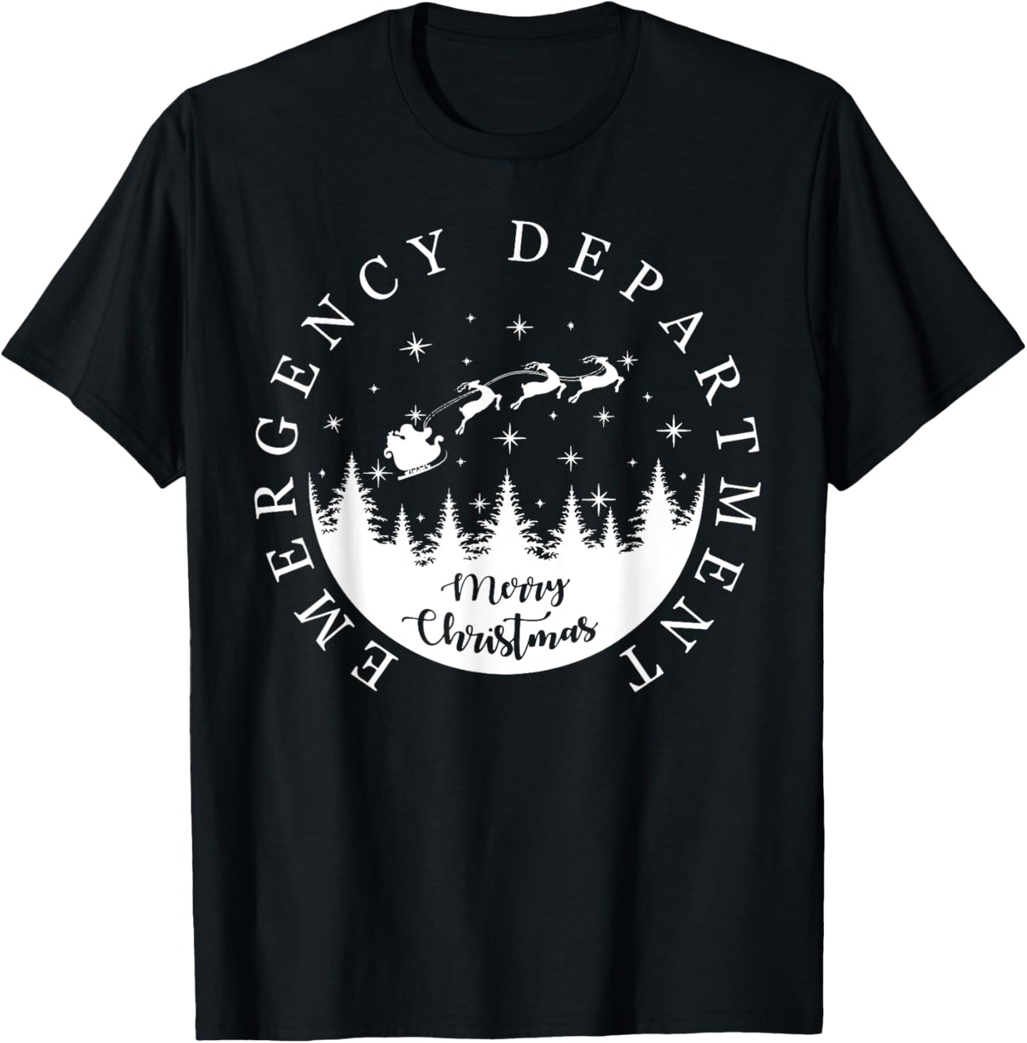 Emergency Department ER Nurse Christmas Outfit -Adults Black Small Modern Christmas Solid Short Sleeve Christmas-themed Emergency Room Tech Nurse T-Shirt - T-Shirt | Black