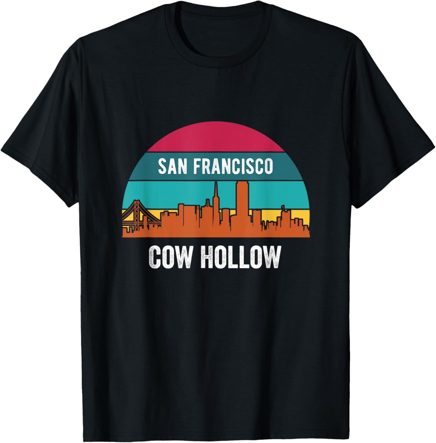 Cow Hollow San Francisco California Retro Vintage T-Shirt - T-Shirt | Black