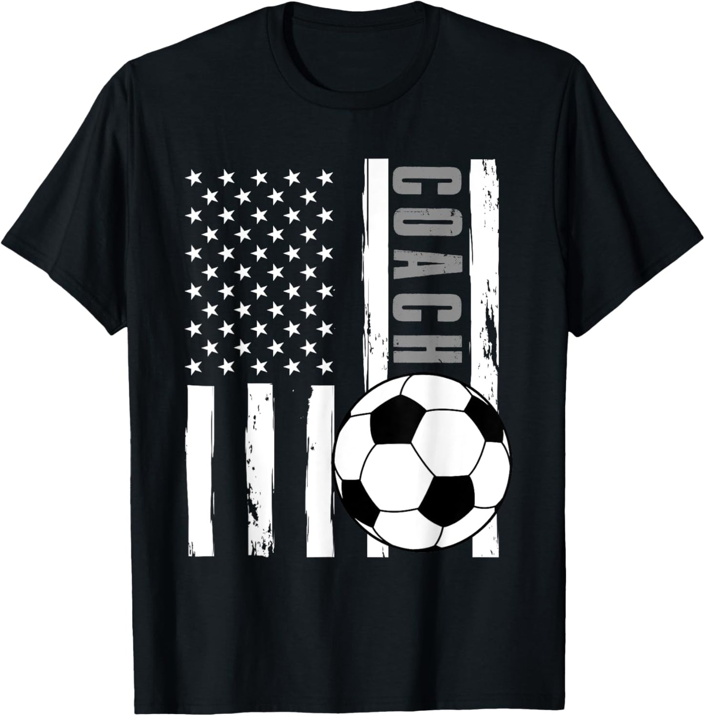 USA Flag Soccer Coach Funny Soccer Trainer American Outfit T-Shirt - T-Shirt | Black