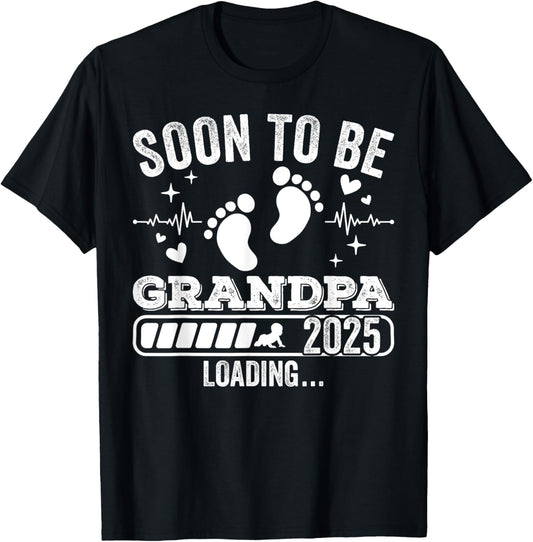 Soon to Be Grandpa 2025 Loading Pregnancy Announcement T-Shirt - T-Shirt | Black