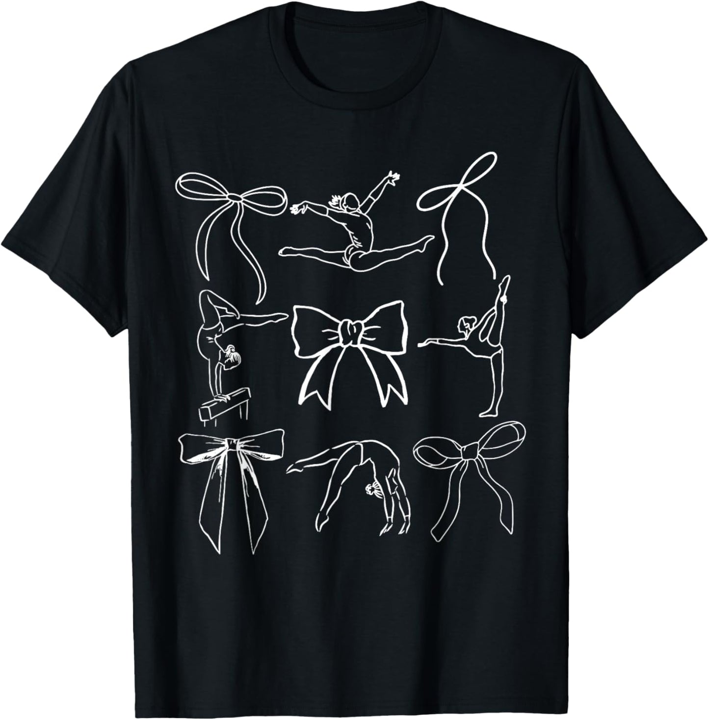 Retro Coquette Bows Gymnastics Sports Gymnast Cute Mom Women T-Shirt - T-Shirt | Black