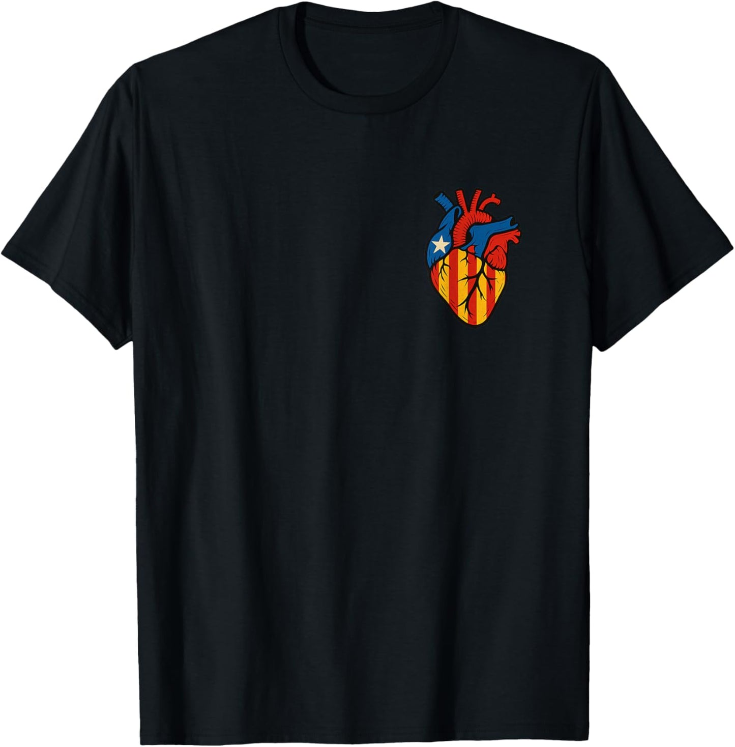 Catalonia Style Heart - Senyera Design Spain T-Shirt - T-Shirt | Black