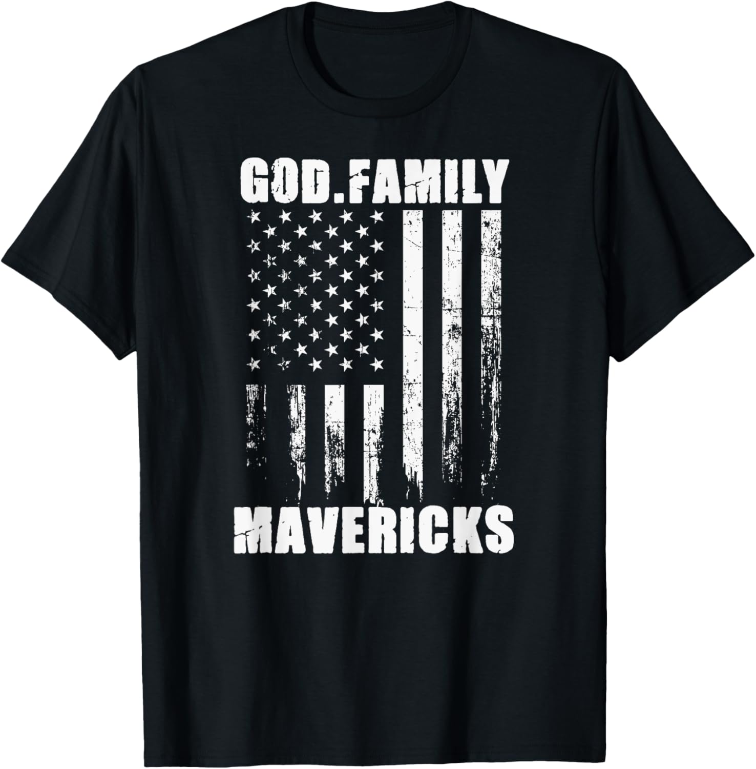 Marshall Mavericks God. Family. Vintage USA Flag T-Shirt - T-Shirt | Black