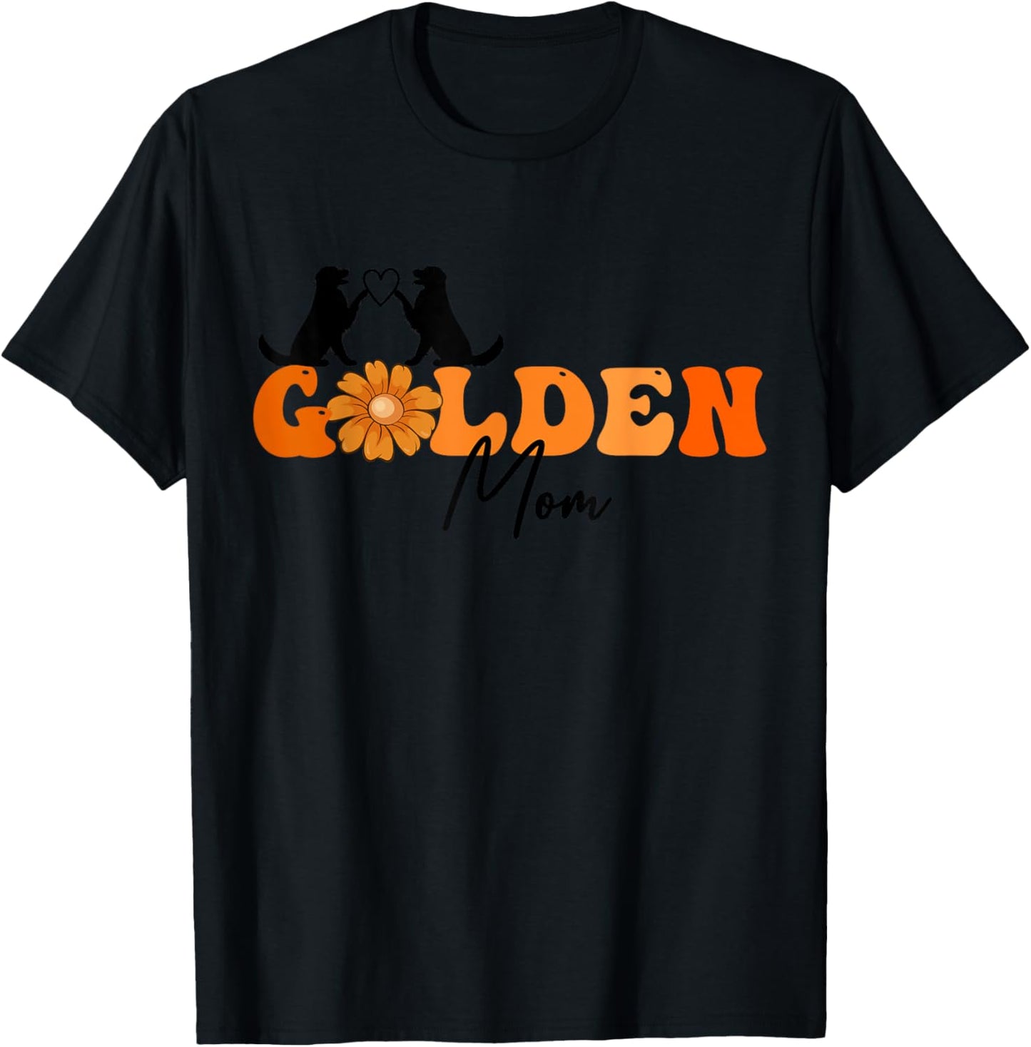 Flower Mama Golden Retriever Cute Mother's Day Golden Mom T-Shirt - T-Shirt | Black