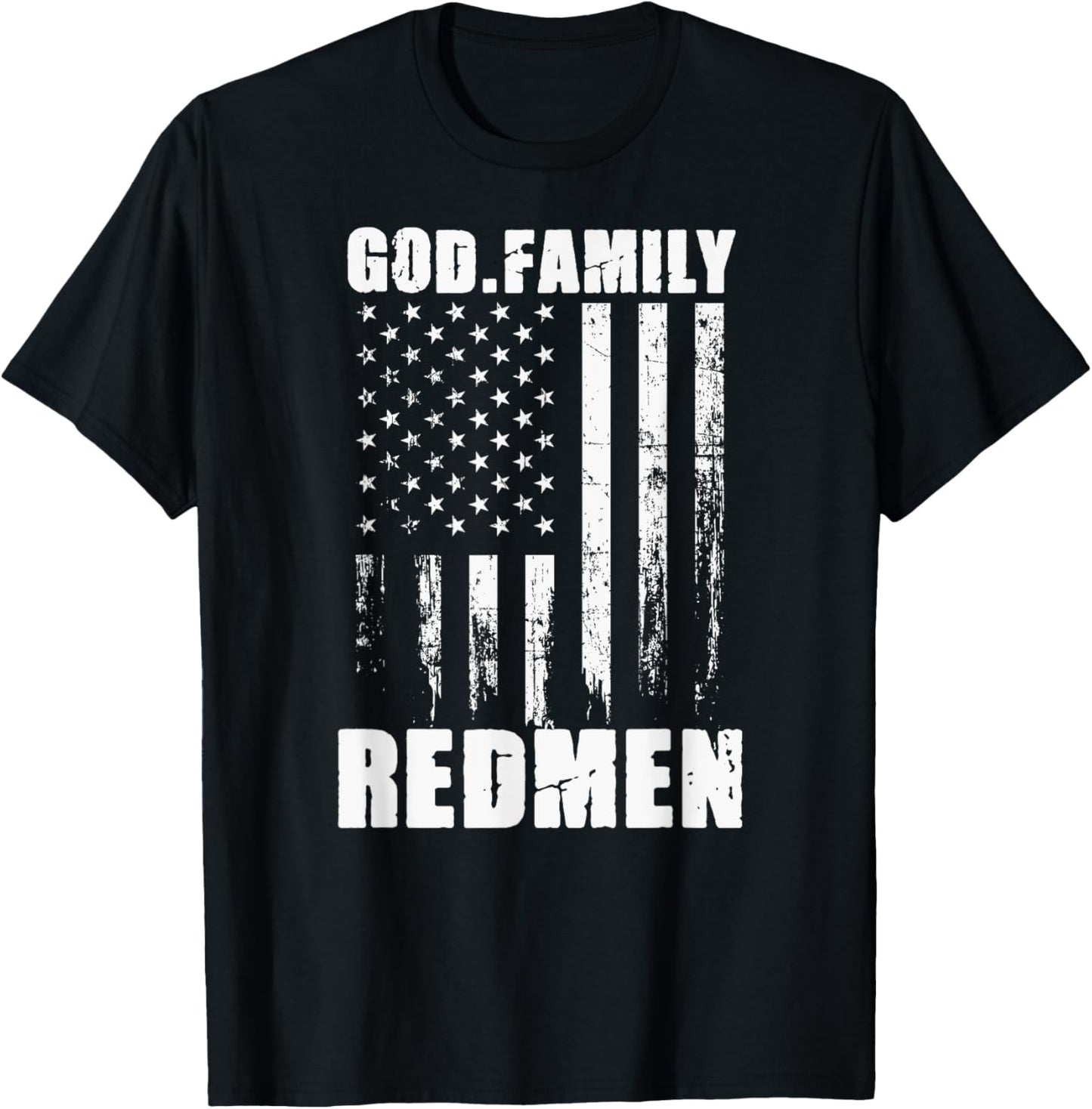 Rock Hill Redmen God. Family. Vintage USA Flag T-Shirt - T-Shirt | Black
