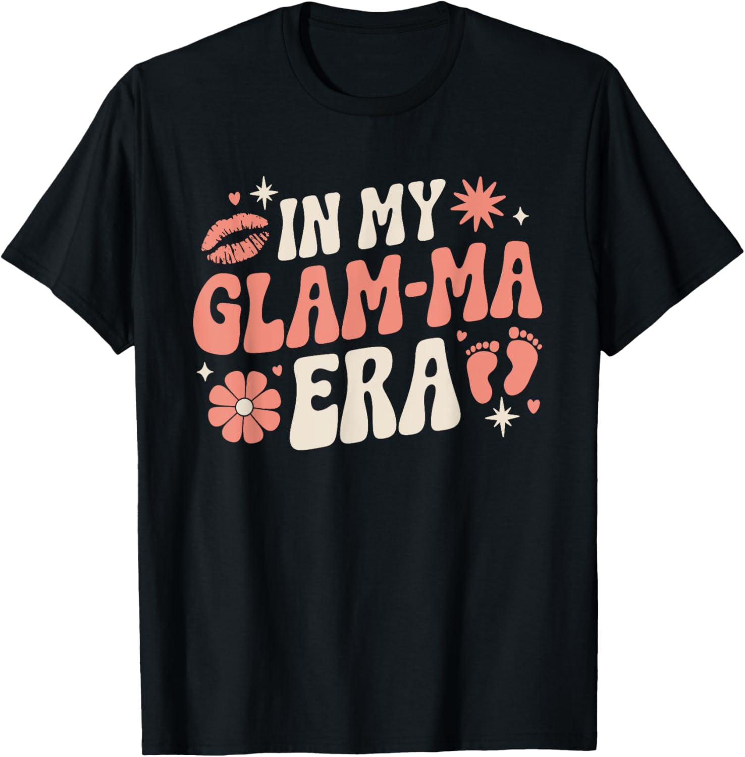 Retro In My Glam-Ma Era Funny Grandma Baby Announcement T-Shirt - T-Shirt | Black