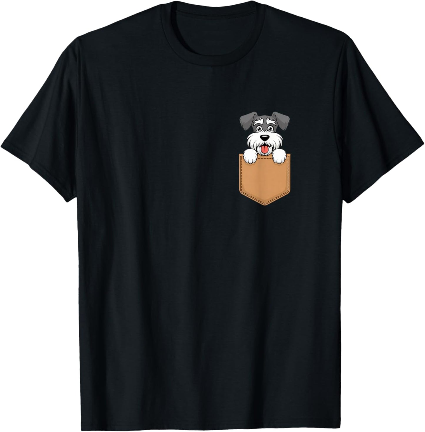 Miniature Schnauzers In Pocket Dog Owner Cute Puppy Lover T-Shirt - T-Shirt | Black