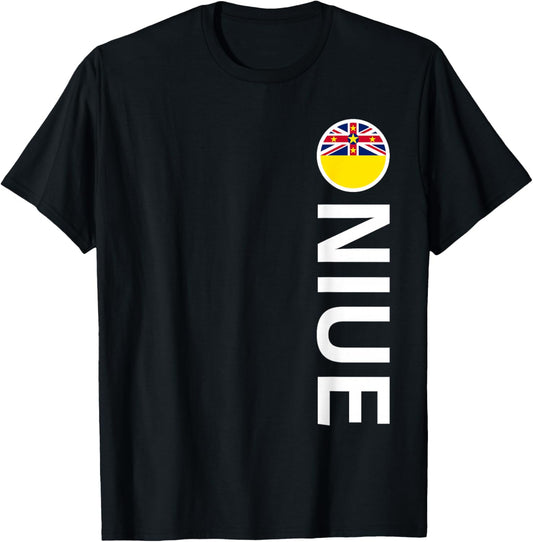 Niue Flag Vertical T-Shirt - T-Shirt | Black