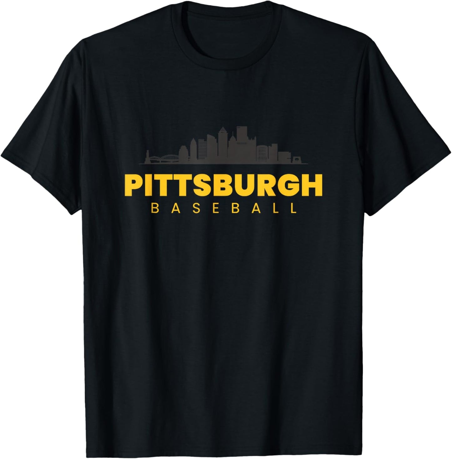 Pittsburgh Baseball Vintage City Skyline Baseball Lover T-Shirt - T-Shirt | Black