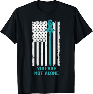 USA Flag You Are Not Alone PTSD Awareness T-Shirt - T-Shirt | Black