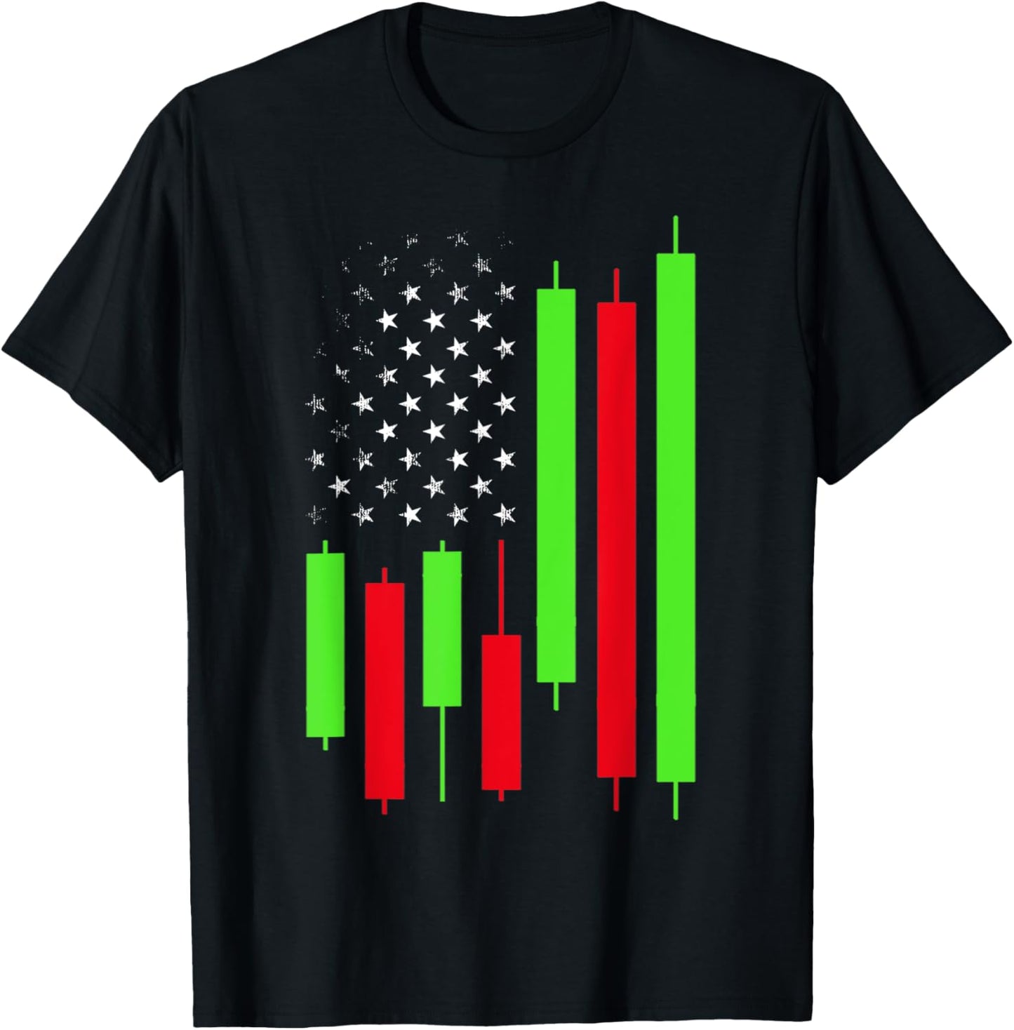Stock Trader USA Flag Stock Market Day Trading T-Shirt - T-Shirt | Black