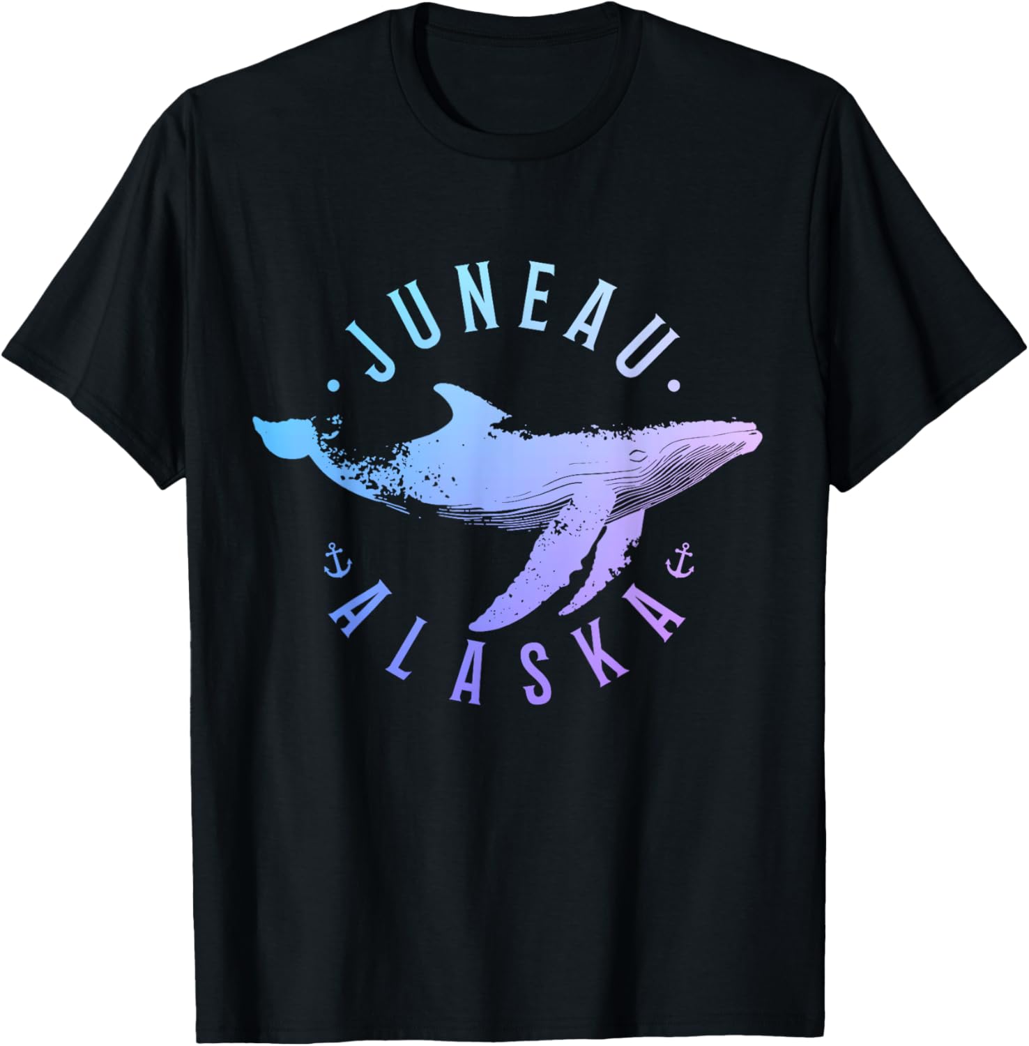 Juneau Alaska Souvenir Whale Ocean Nautical T-Shirt - T-Shirt | Black