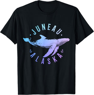 Juneau Alaska Souvenir Whale Ocean Nautical T-Shirt - T-Shirt | Black