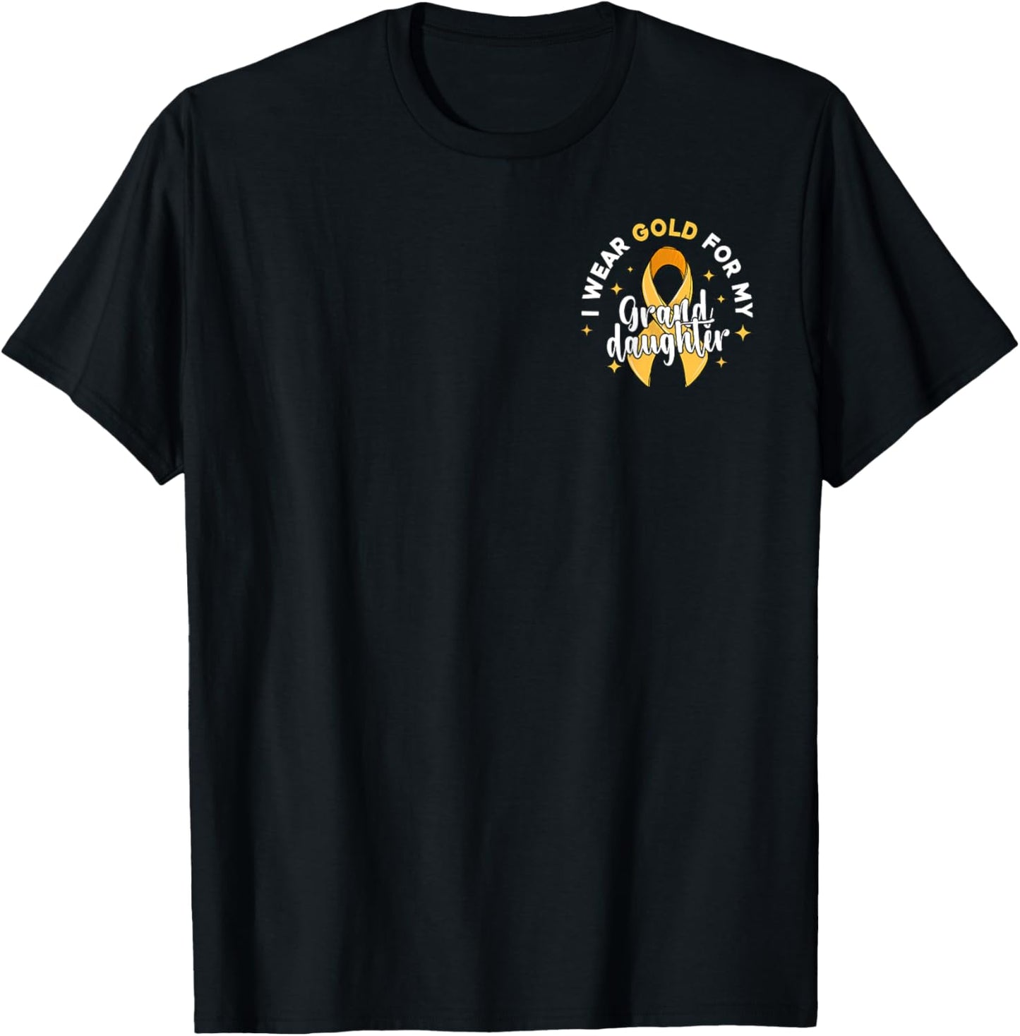 I Wear Gold For My Granddaughter Pocket Childhood Cancer T-Shirt - T-Shirt | Black