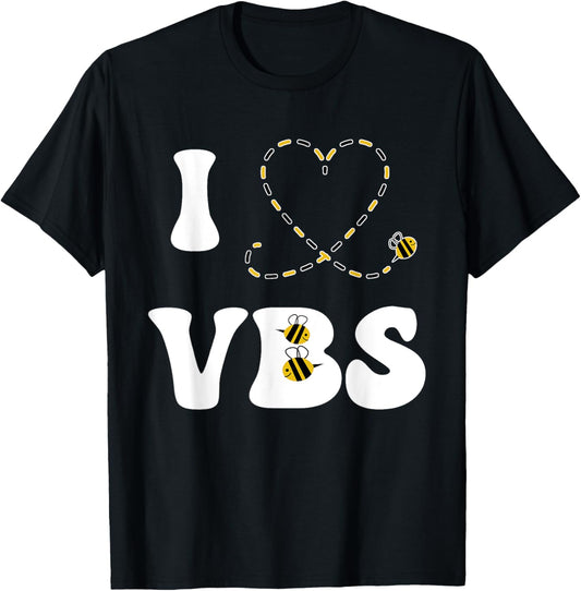 I Love VBS 2025 Vacation Bible School Bumble Bee VBS Team T-Shirt - T-Shirt | Black