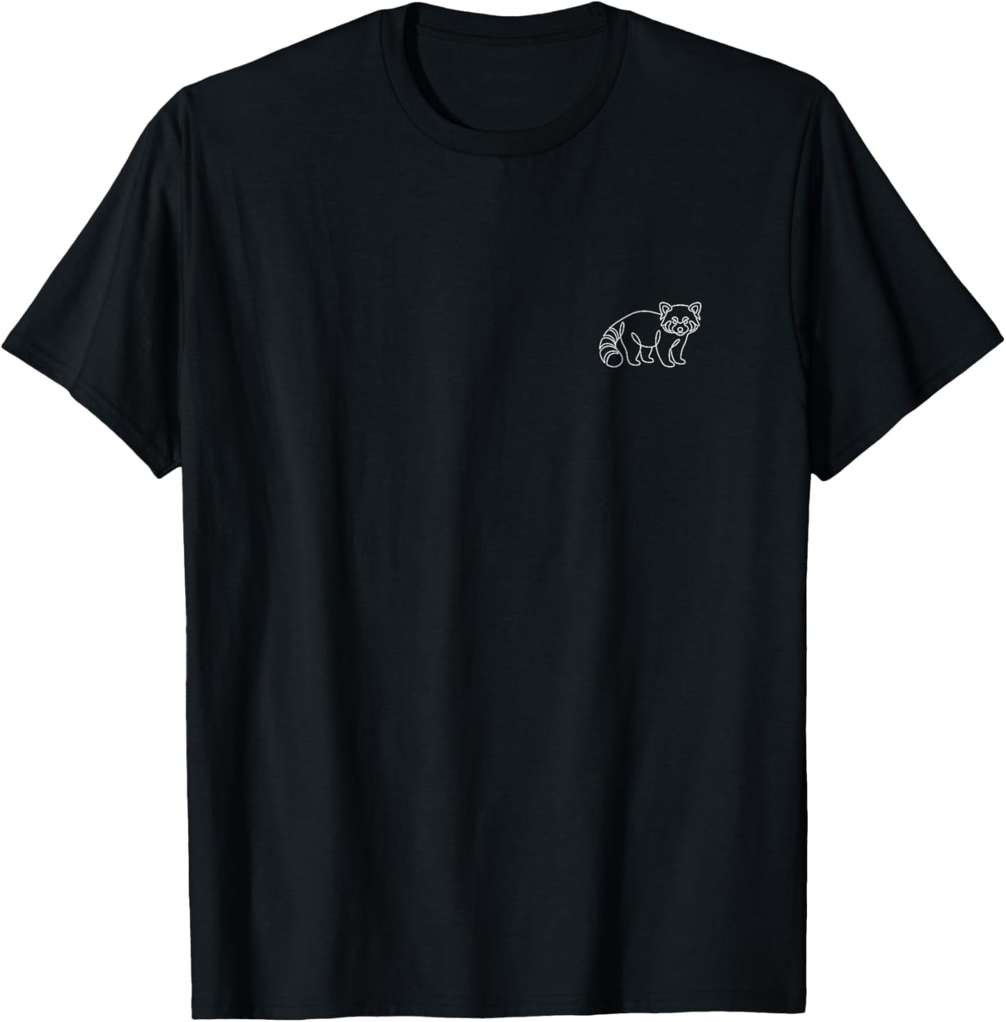Red Panda Minimalist Badge Patch Line Art T-Shirt - T-Shirt | Black