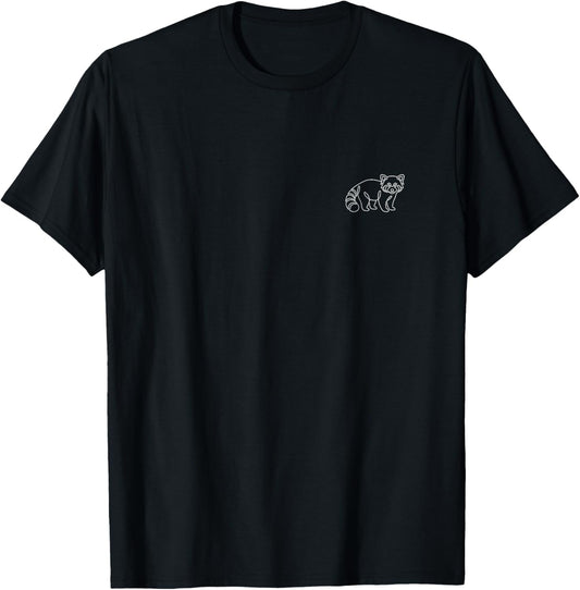 Red Panda Minimalist Badge Patch Line Art T-Shirt - T-Shirt | Black