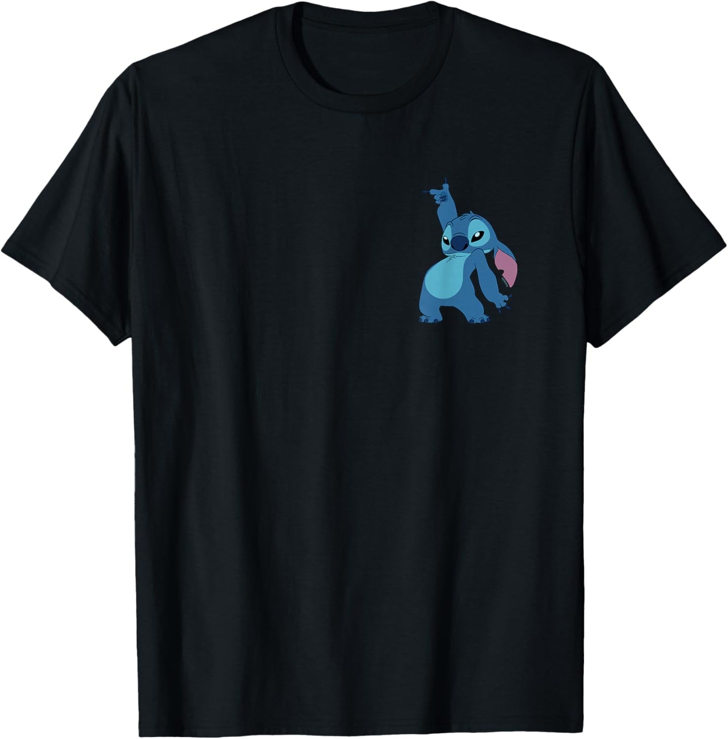 Disney Lilo & Stitch Dance Pose Stitch Pocket Logo T-Shirt - T-Shirt | Black