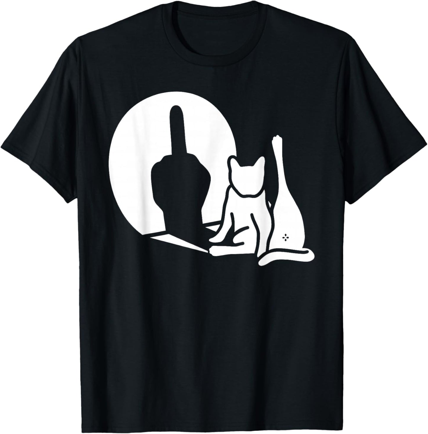 Cat Shadow Funny Middle Finger Gesture T-Shirt - T-Shirt | Black