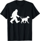 Bigfoot Walking a Dog Funny German Wirehaired Pointer Lovers T-Shirt - T-Shirt | Black