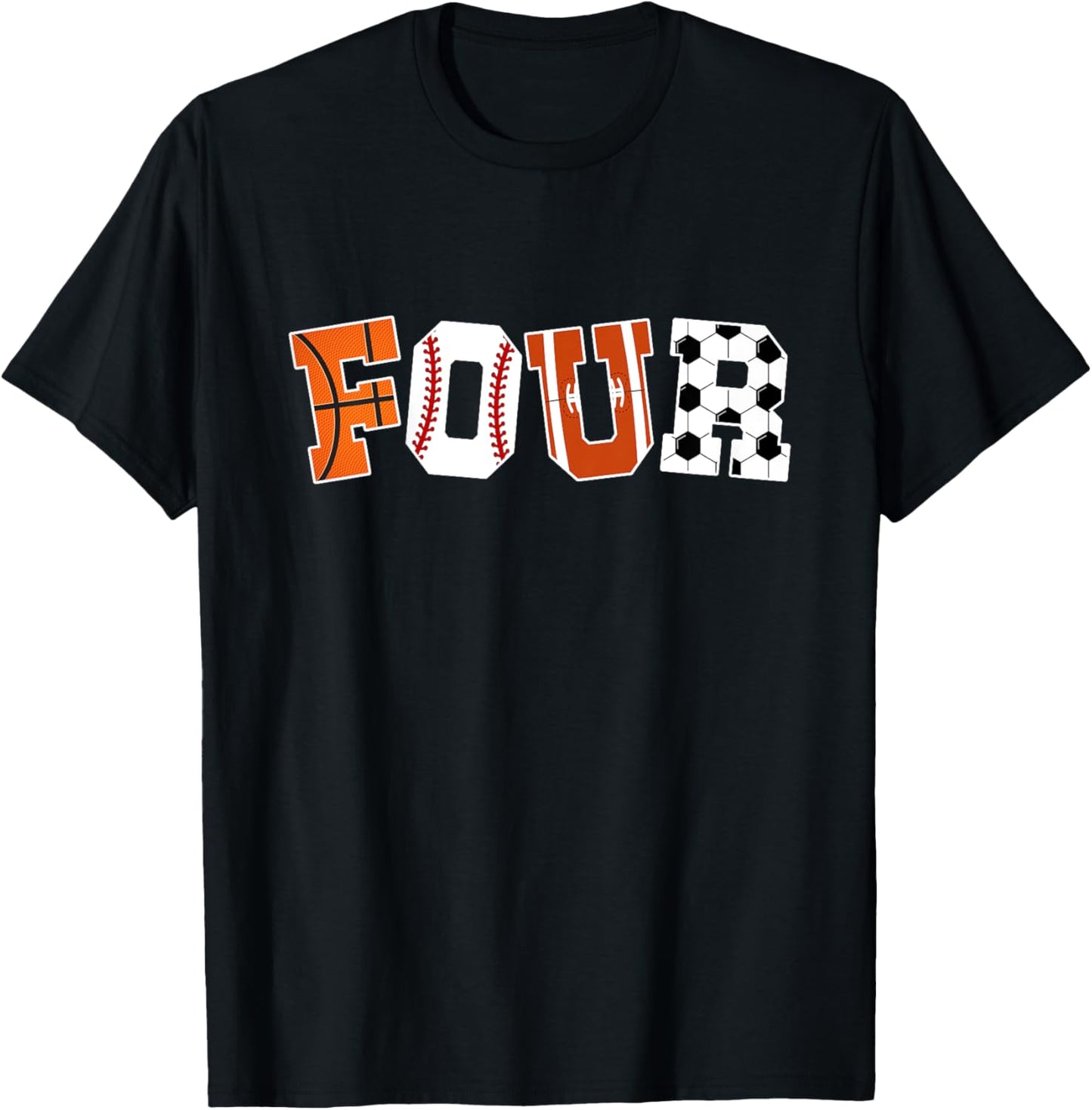 Kids 4th Birthday Sports Birthday Party 4 Year Old Boy T-Shirt - T-Shirt | Black