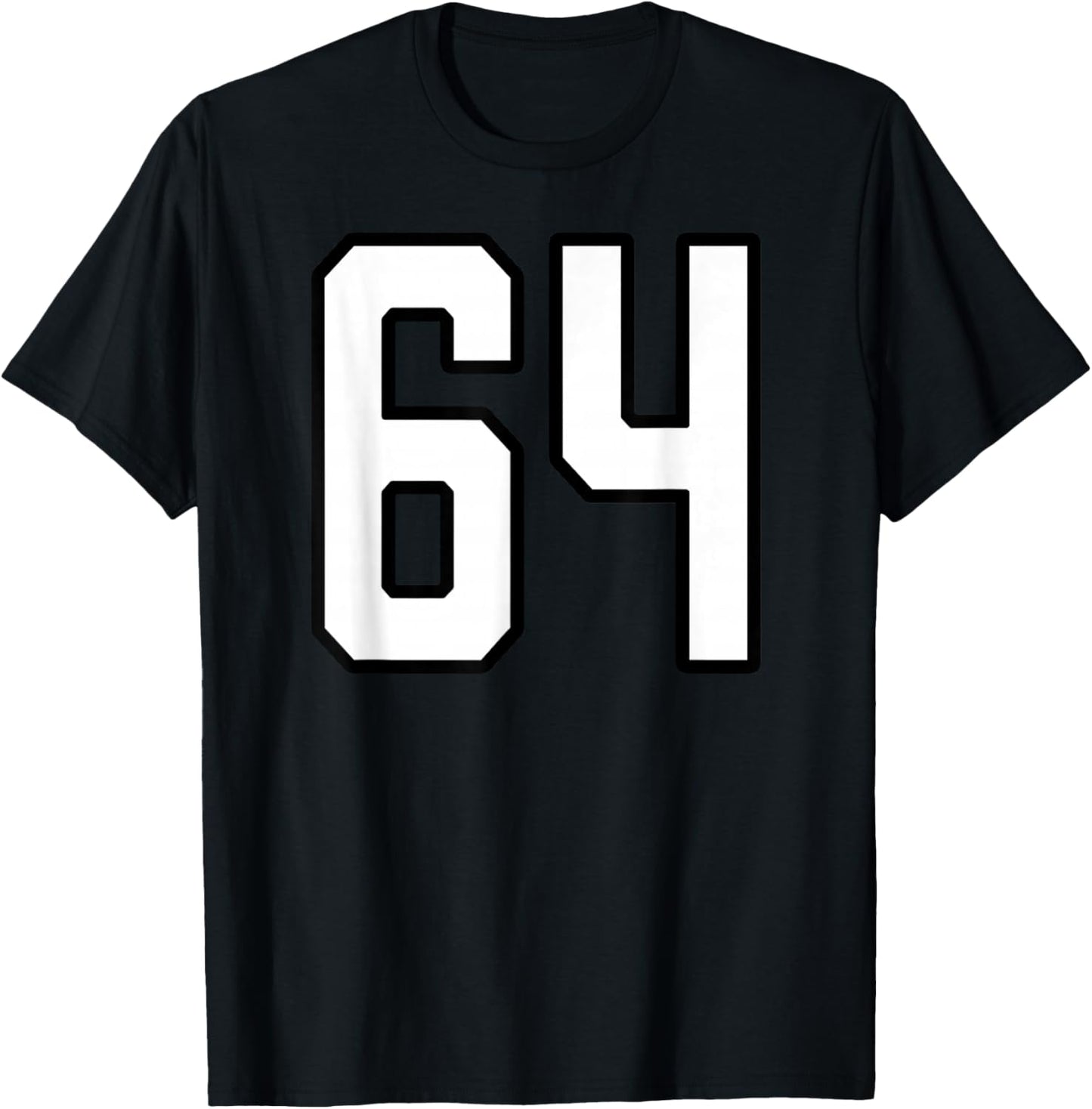 White and Black Sports Number 64 Jersey Uniform Player T-Shirt - T-Shirt | Black