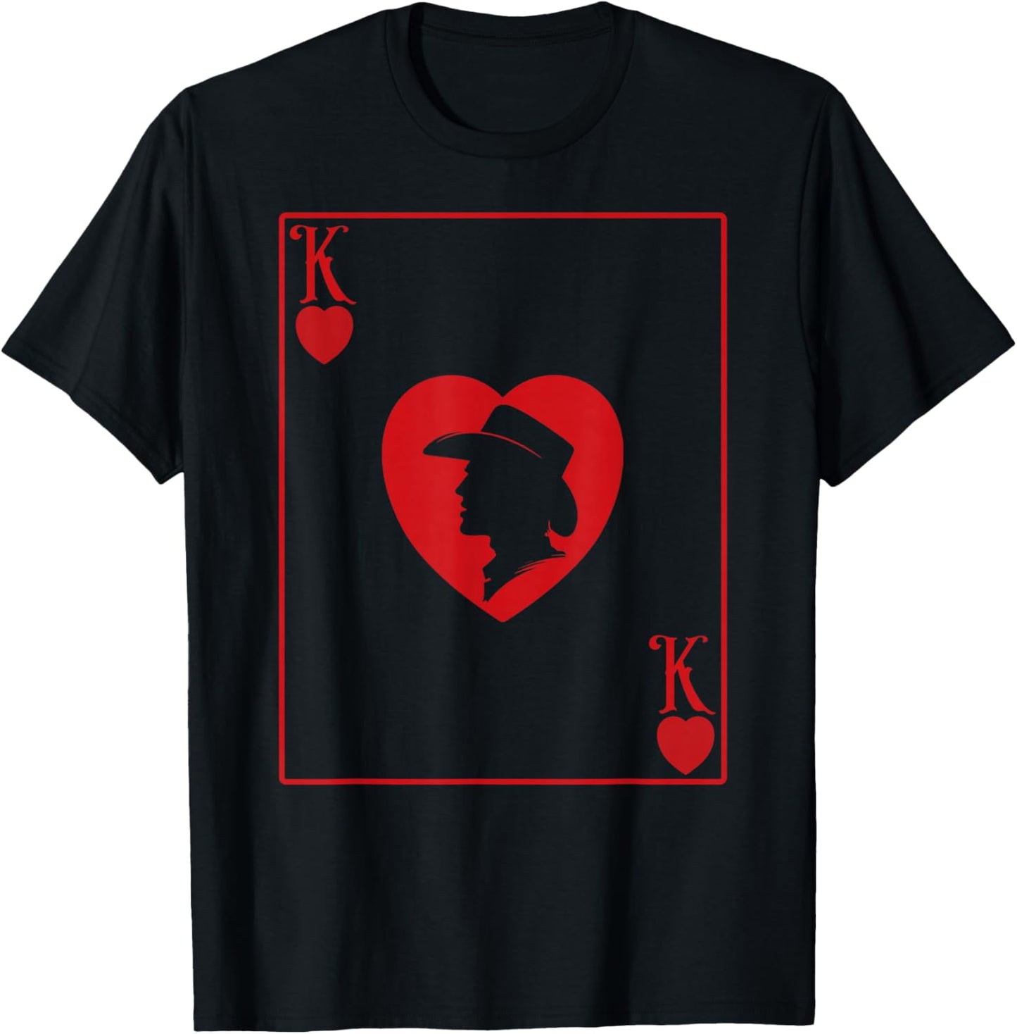 Western King of Hearts Cowboy Poker Playing Card T-Shirt - T-Shirt | Black