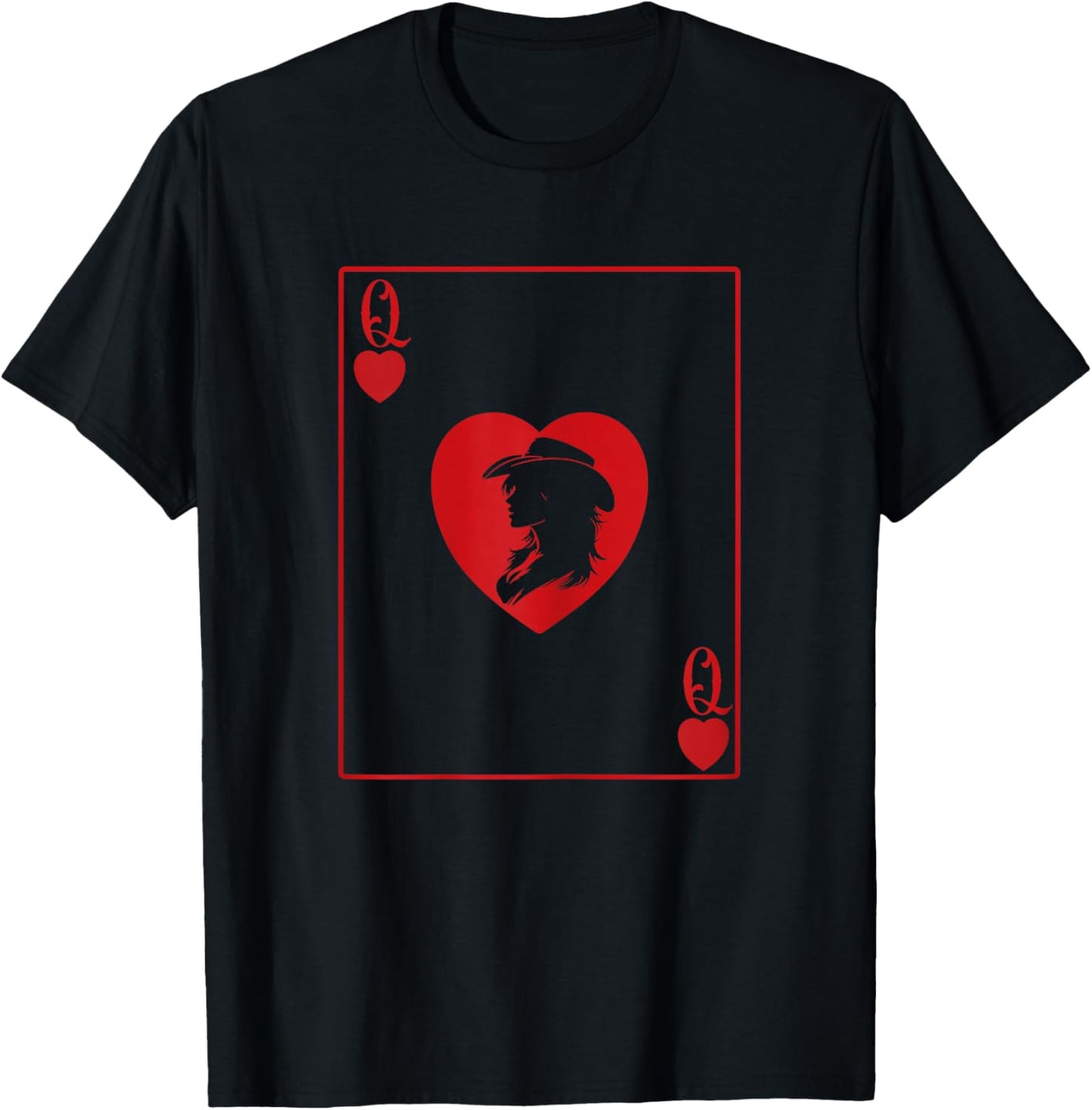 Western Queen of Hearts Cowgirl Poker Playing Card T-Shirt - T-Shirt | Black