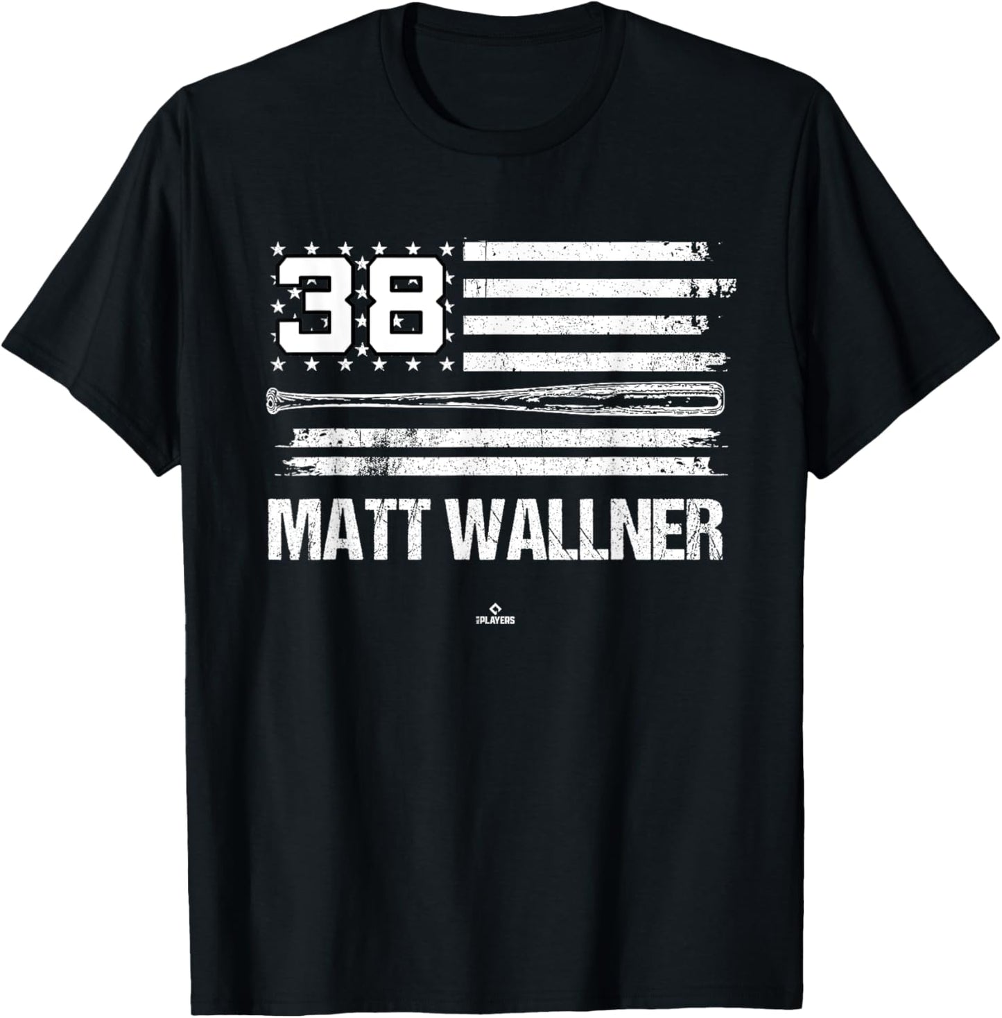 USA Flag Bat Matt Wallner Minnesota Baseball MLBPA T-Shirt - T-Shirt | Black