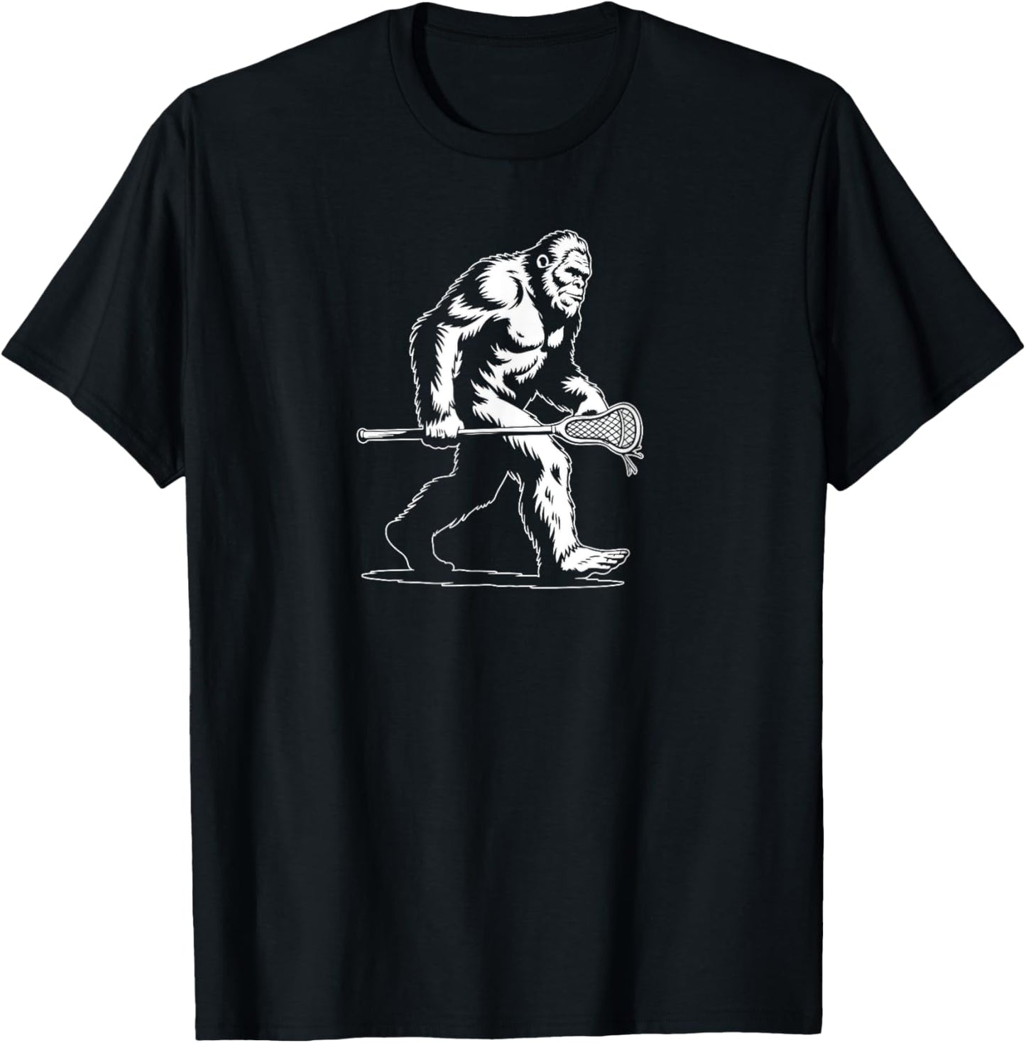 Sasquatch Lax Bigfoot Lacrosse Stick Vintage 80s T-Shirt - T-Shirt | Black