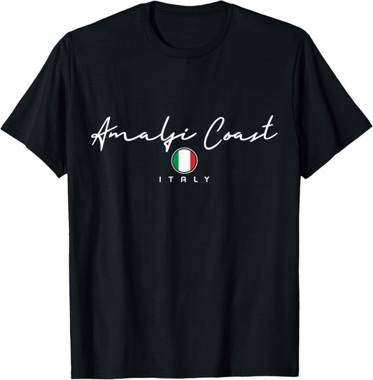 Amalfi Coast Italy Italia Vintage Italian Flag Souvenir T-Shirt - T-Shirt | Black