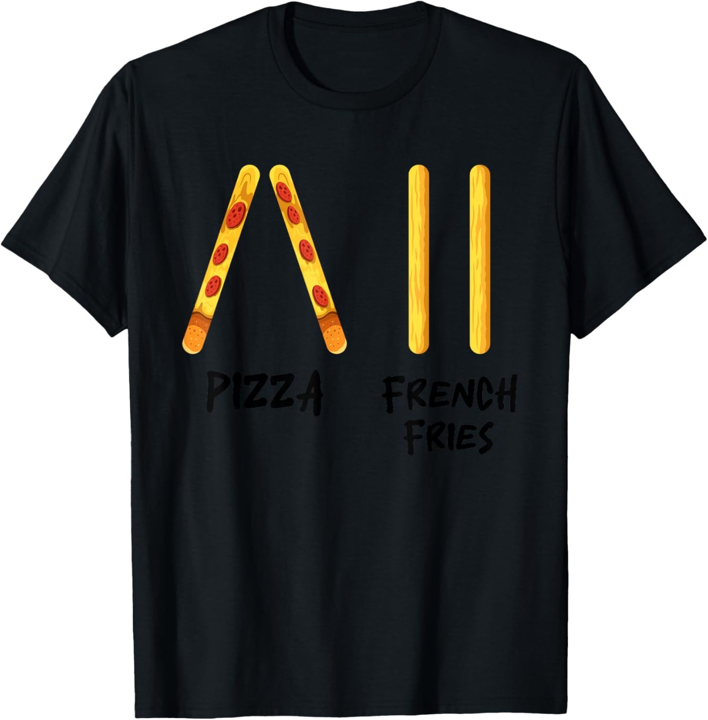 Funny Pizza French Fries Ski Instructor Skiing Snack Lovers T-Shirt - T-Shirt | Black