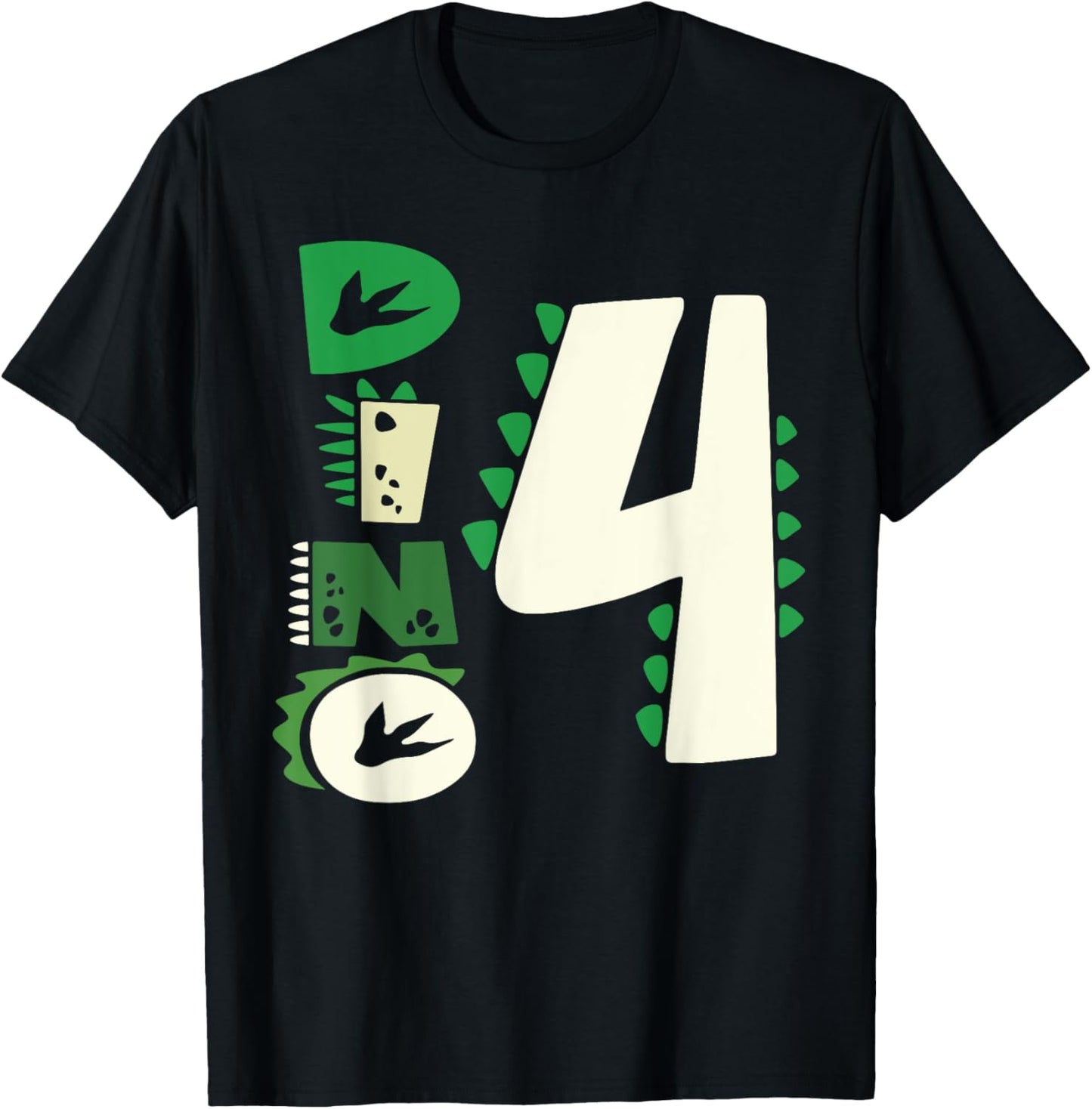 Dino Four Birthday Saurus Dinosaur Birthday Mom Dad Kids T-Shirt - T-Shirt | Black