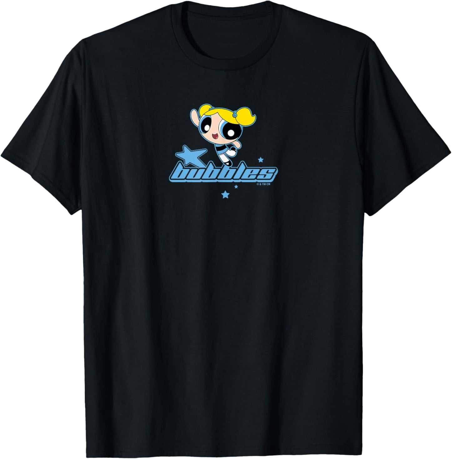 The Powerpuff Girls Bubbles Retro Stars Logo T-Shirt - T-Shirt | Black