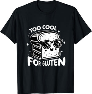 Too Cool for Gluten Funny Bread With Sunglasses T-Shirt - T-Shirt | Black