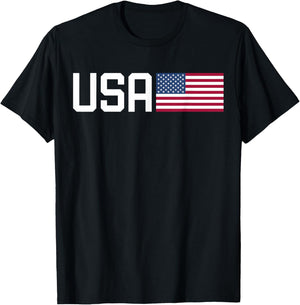 USA Shirt Women Men Kids American Flag 4th of July Patriotic T-Shirt - T-Shirt | Black