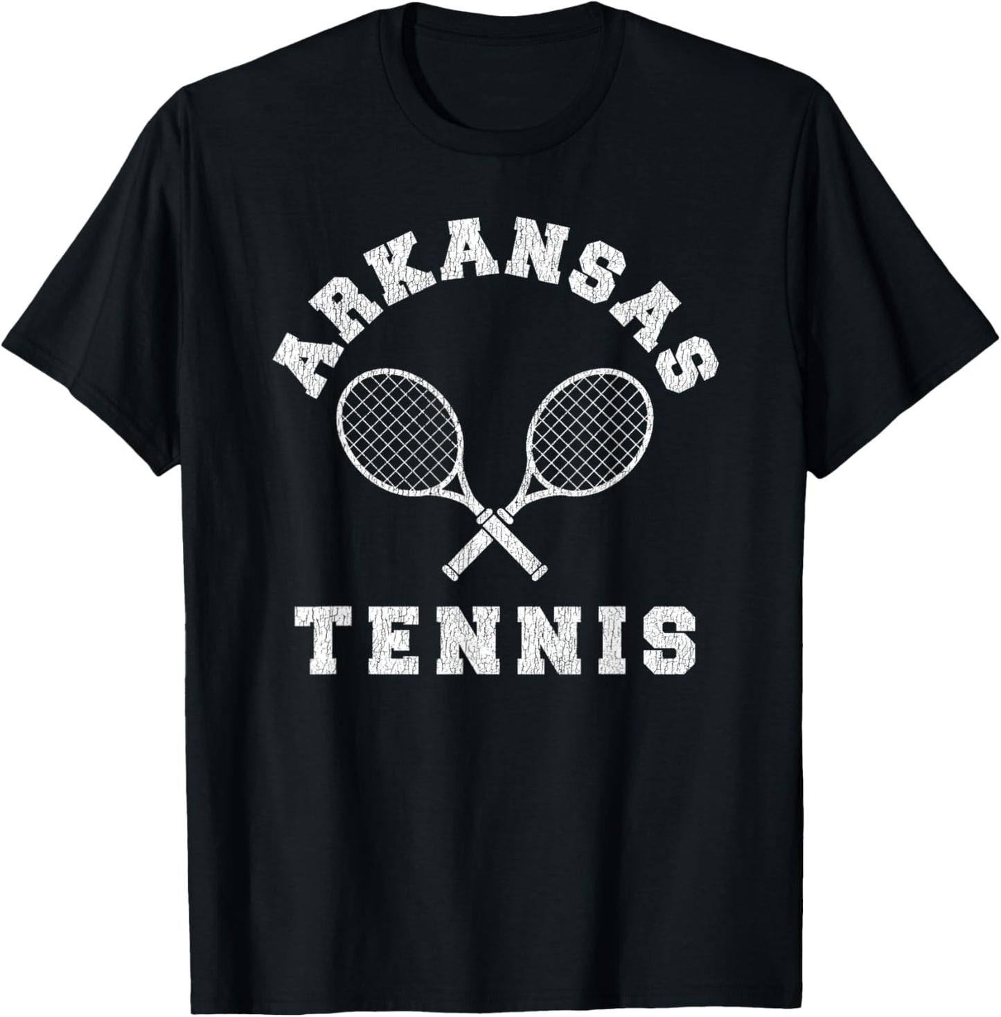 Arkansas Vintage Tennis Team Distressed Retro 90s Vibe T-Shirt - T-Shirt | Black