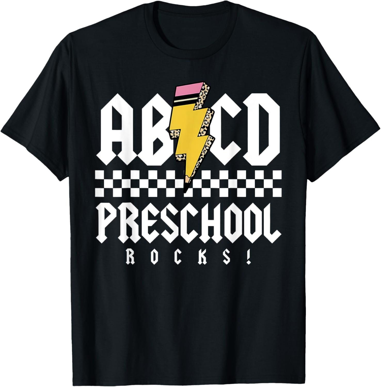 ABCD Preschool Rocks Pencil Lightning Teachers Rock Boys T-Shirt - T-Shirt | Black