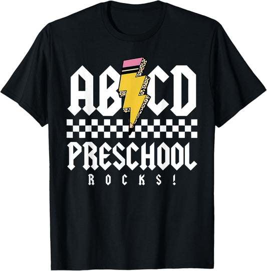 ABCD Preschool Rocks Pencil Lightning Teachers Rock Boys T-Shirt - T-Shirt | Black