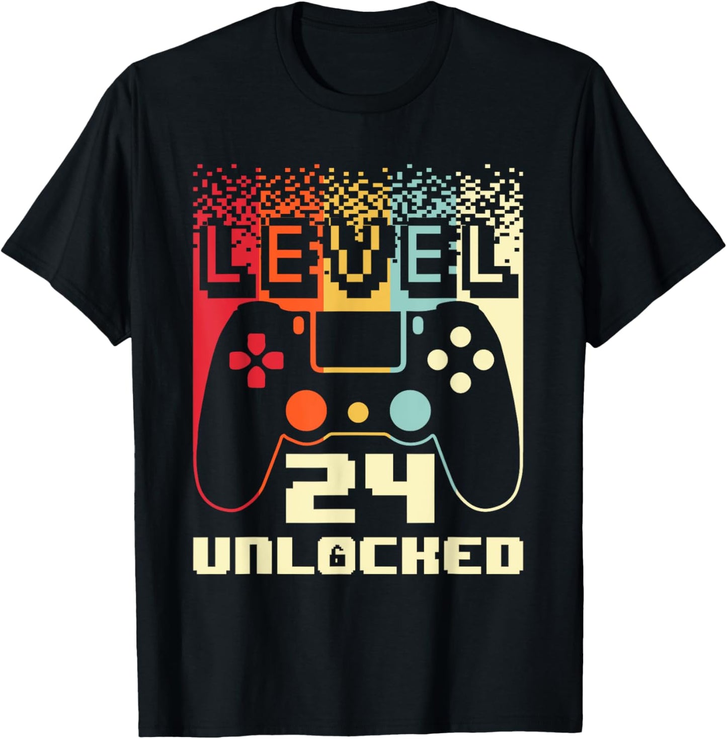 24th Birthday Level 24 Unlocked Gamer 24 Year Old T-Shirt - T-Shirt | Black