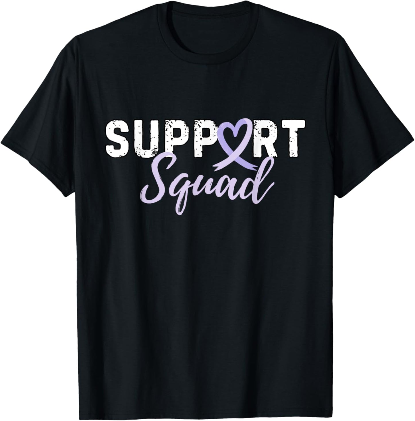 Support Squad Testicular Cancer Light Purple Ribbon Retro T-Shirt - T-Shirt | Black