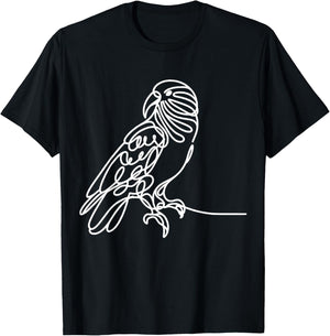 Line Art Bird & Ornithologist Kea T-Shirt - T-Shirt | Black