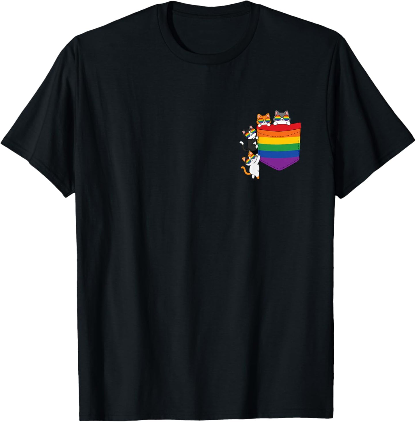 Lustiges Pocket Rainbow Cat Pride Queer Gay CSD Party LGBTQ T-Shirt - T-Shirt | Black