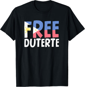 Free Duterte Supporter President Rodrigo Digong Duterte T-Shirt - T-Shirt | Black