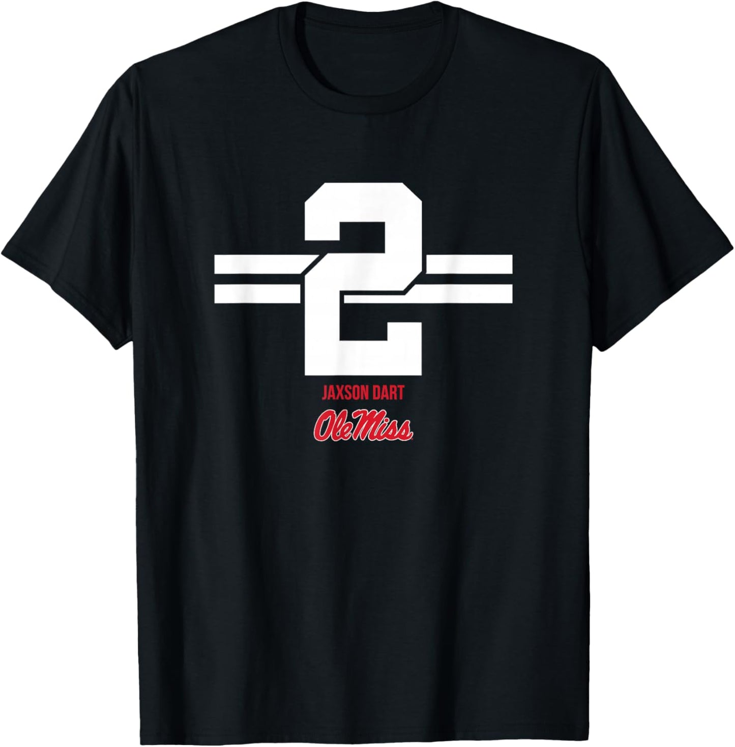 Ole Miss Football: Jaxson Dart 2 Stripe T-Shirt - T-Shirt | Black